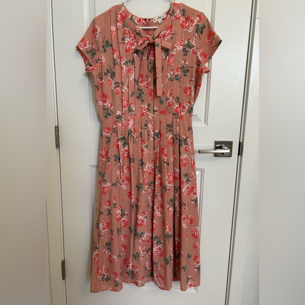 DownEast Pink Floral Casual Dress